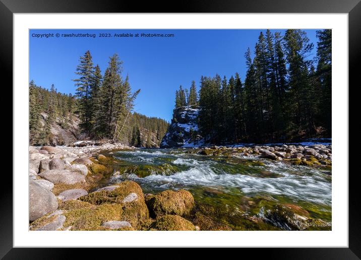Serenity at the 5th Bridge - Athabasca River and Rocky Landscape Framed Mounted Print by rawshutterbug 