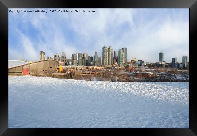 Calgary Skyline Winter Wonderland Framed Print by rawshutterbug 