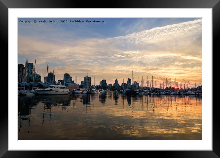 Sunset over Vancouver Skyline Framed Mounted Print by rawshutterbug 