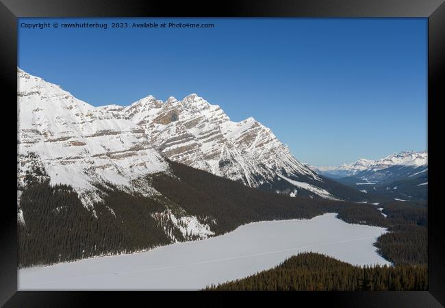 Jasper's Snowy Peyto Lake Framed Print by rawshutterbug 