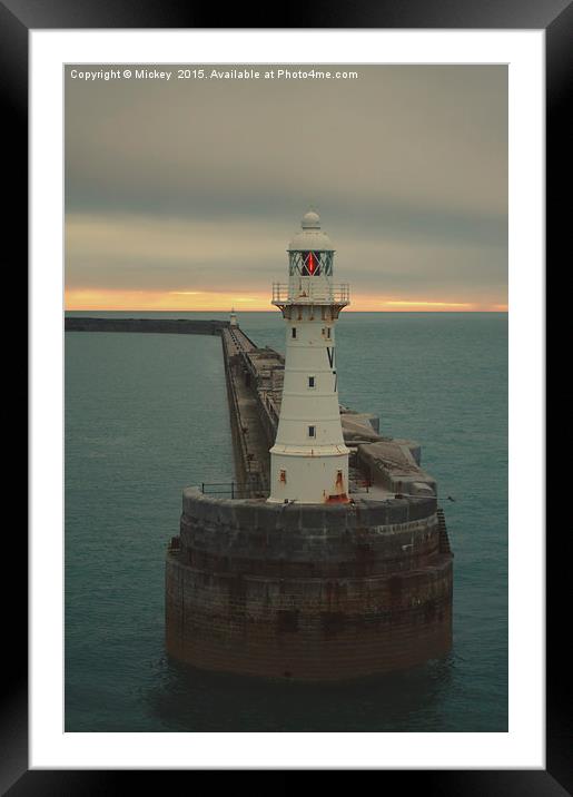 Dover Breakwater West Lighthouse Framed Mounted Print by rawshutterbug 