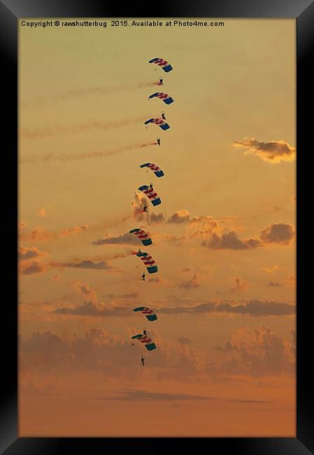 Sunset Falcons Stack Formation Framed Print by rawshutterbug 