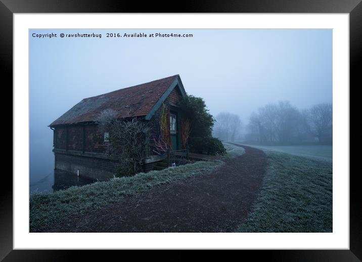 Boathouse On A Foggy Morning Framed Mounted Print by rawshutterbug 