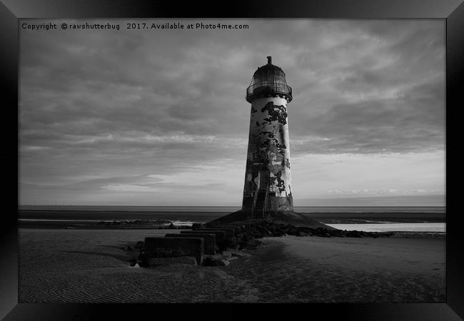 Talacre Lighthouse Black And White Framed Print by rawshutterbug 