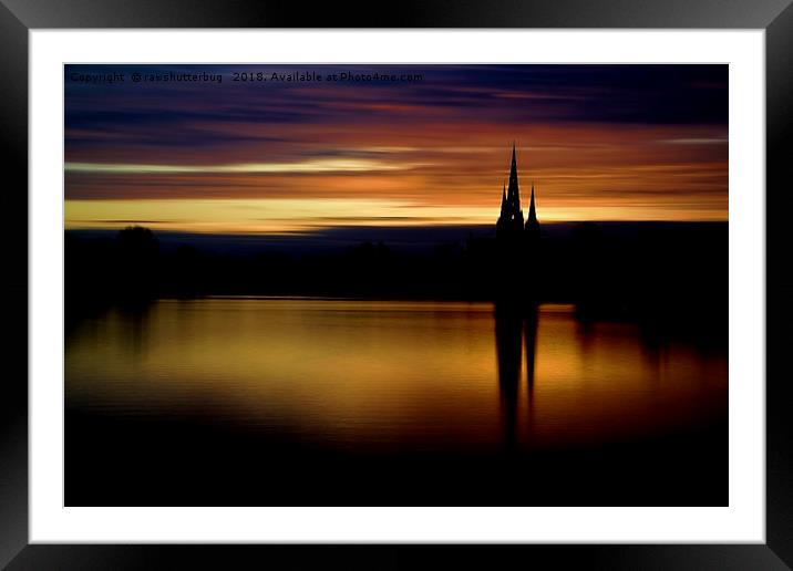 Lichfield Cathedral Sunset Reflection Framed Mounted Print by rawshutterbug 