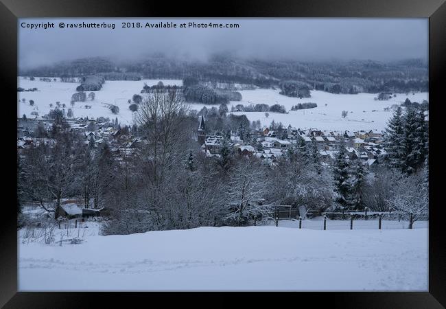 White Snowy Brotterode Framed Print by rawshutterbug 