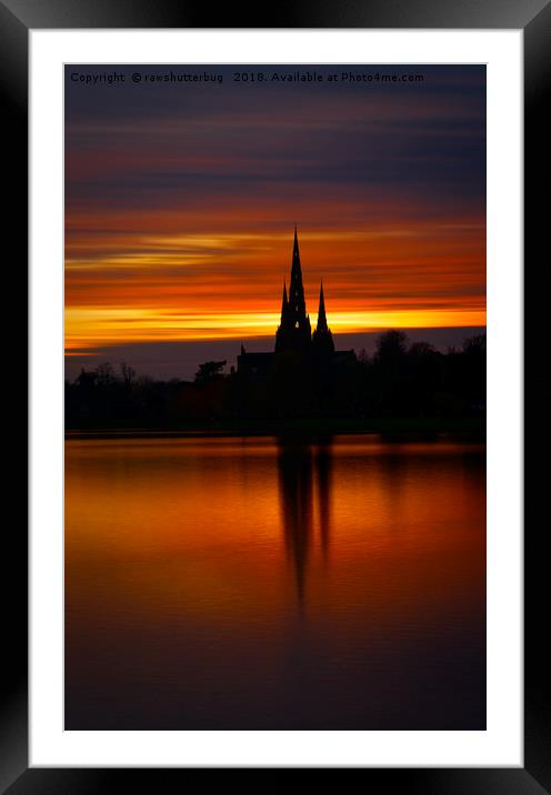 Fiery Sunset Reflection At The Lichfield Cathedral Framed Mounted Print by rawshutterbug 