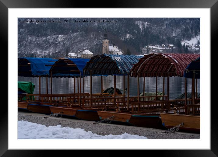 Pletna Boats At Bled Lake Framed Mounted Print by rawshutterbug 
