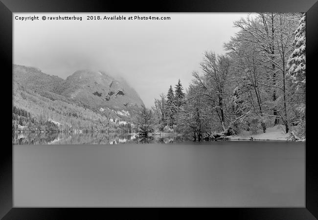 Partly Frozen Lake Bohinj Mono Framed Print by rawshutterbug 