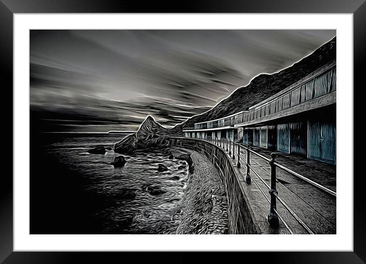  Meadfoot Beach Huts - Digital Framed Mounted Print by rawshutterbug 