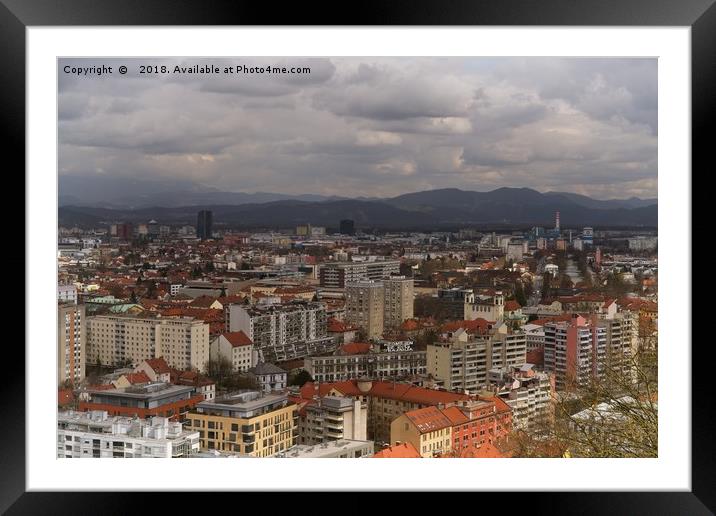 Over The Rooftops of Ljubljana  Framed Mounted Print by rawshutterbug 