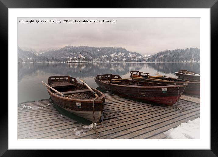 Rowing Boats At The Lake Bled Framed Mounted Print by rawshutterbug 