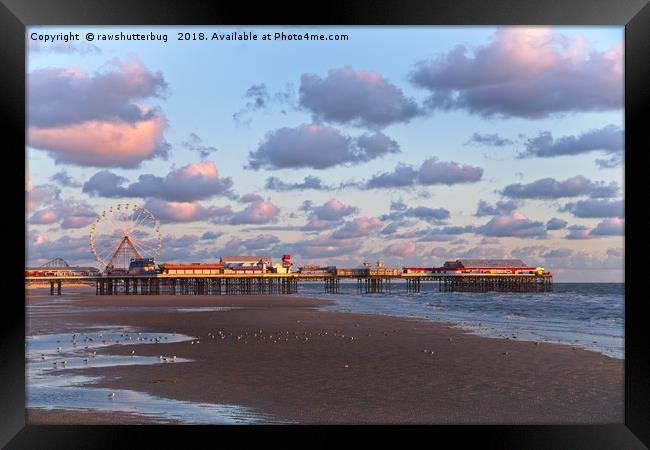 Blackpool Central Pier Sunset Framed Print by rawshutterbug 