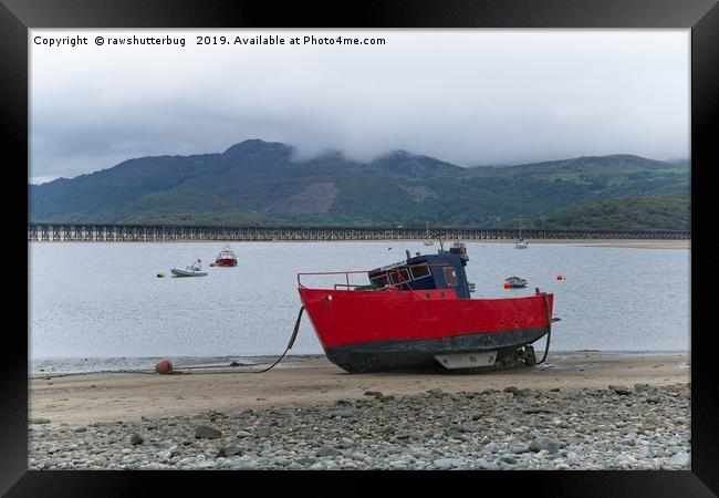 Red Boat On The Barmouth Beach Framed Print by rawshutterbug 