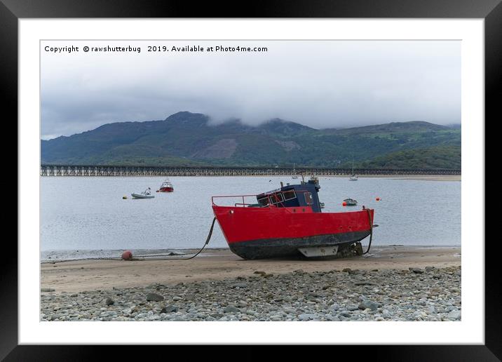Red Boat On The Barmouth Beach Framed Mounted Print by rawshutterbug 