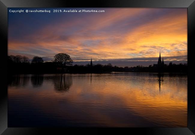 Sunset At Lichfield Cathedral Framed Print by rawshutterbug 