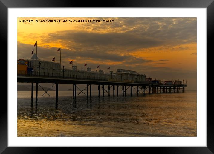 Paignton Pier Orange Sunrise Framed Mounted Print by rawshutterbug 