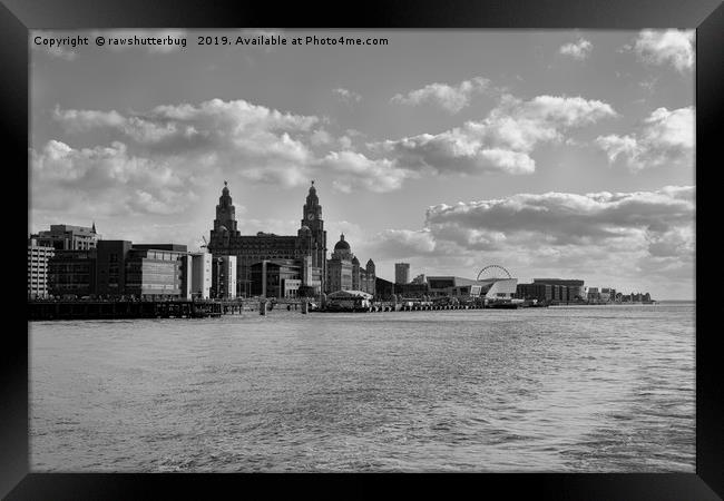 Liverpool Skyline Mono Framed Print by rawshutterbug 