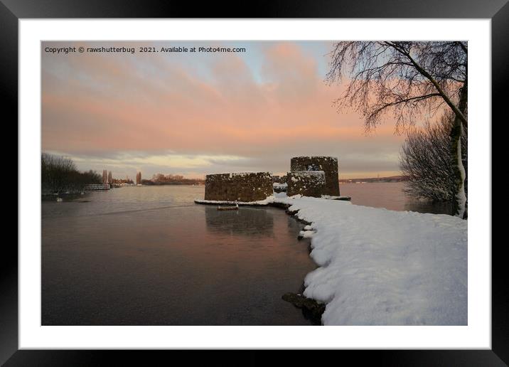 Snowy Sunrise At The Chasewater Country Park Framed Mounted Print by rawshutterbug 