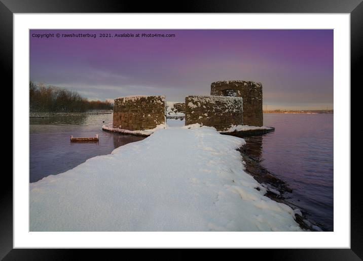 Purple Sunrise At The Snowy Chasewater Castle Framed Mounted Print by rawshutterbug 