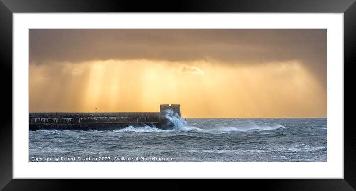 Saltcoats harbour storm Framed Mounted Print by Robert Strachan