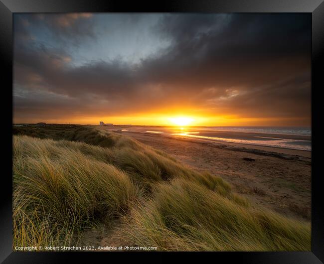 Stevenston dunes sunrise Framed Print by Robert Strachan