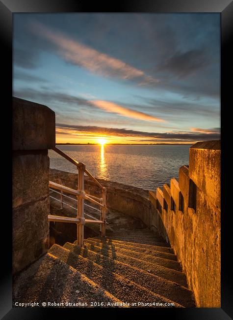 Golden Sunrise at Saltcoats Harbour Framed Print by Robert Strachan