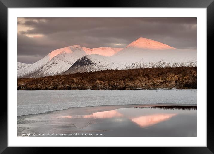 Golden Sunrise over Frozen Loch Framed Mounted Print by Robert Strachan