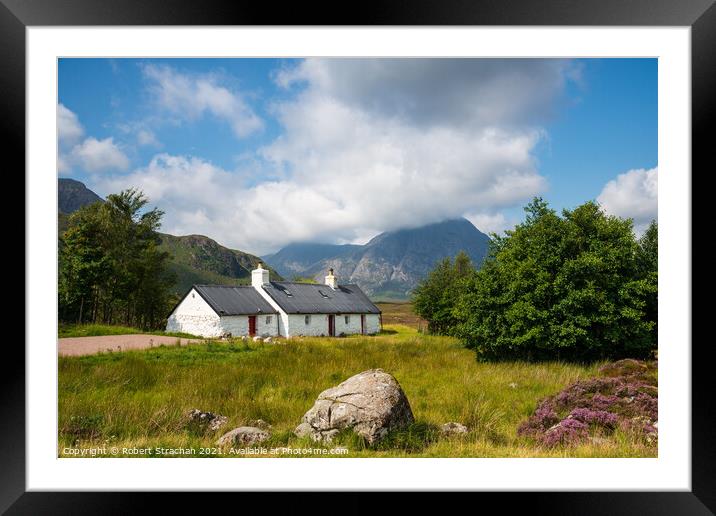 Majestic Buachaille and Rustic Black Rock Cottage Framed Mounted Print by Robert Strachan
