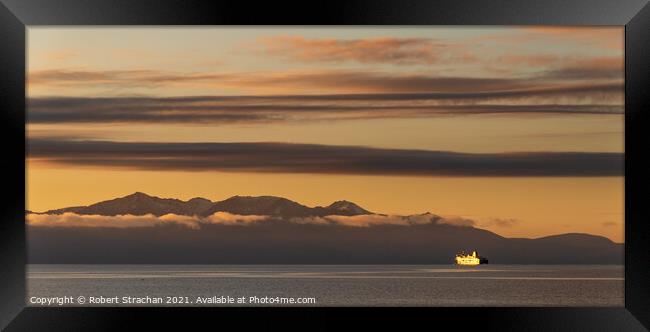 Majestic Sunset Ship Framed Print by Robert Strachan