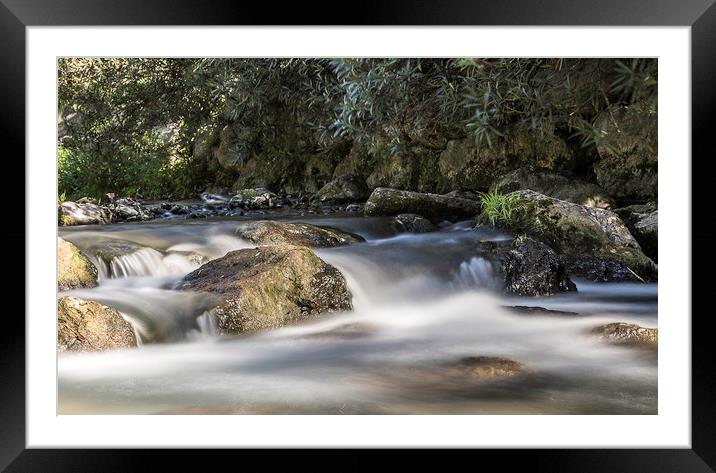 A small waterfall at the head of Lake Garda Framed Mounted Print by Ray Hill
