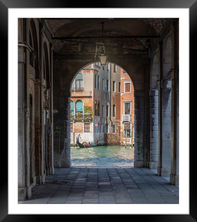 A View of a Gondola on the Grand Canal from Mercat Framed Mounted Print by Ray Hill