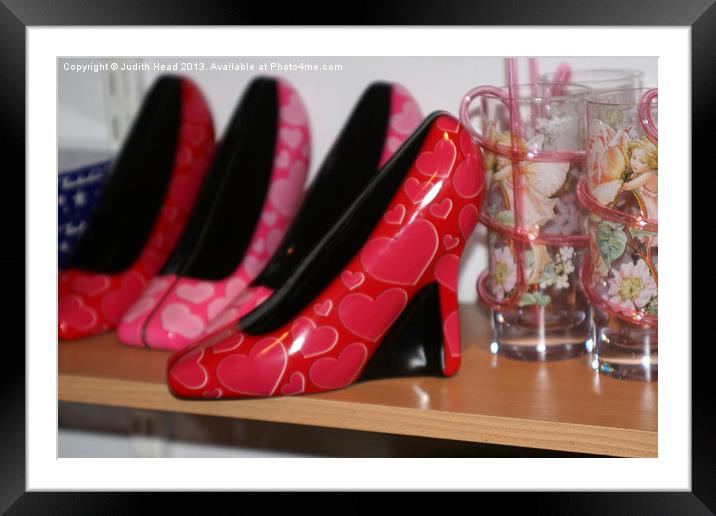 Red Shoes Framed Mounted Print by Judith Head