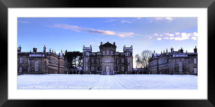 Delaval Hall in the Snow Framed Mounted Print by Brian Avery