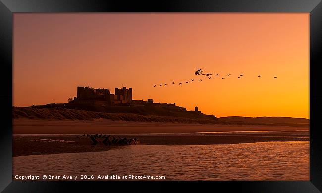 Flypast at Bamburgh Framed Print by Brian Avery