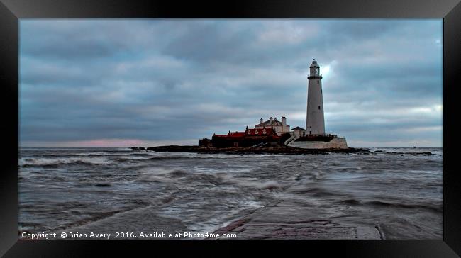 Stormy Sea at St. Marys Framed Print by Brian Avery
