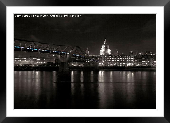  the millennium bridge and st paul's cathedral Framed Mounted Print by Brett watson