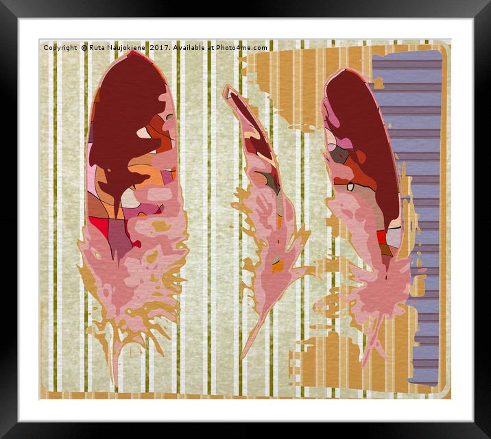 Three Feathers Framed Mounted Print by Ruta Naujokiene
