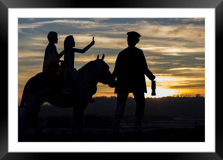 Statue Silhouette Framed Mounted Print by I Burns