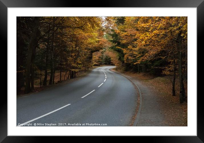Autumn Drive Framed Mounted Print by Mike Stephen