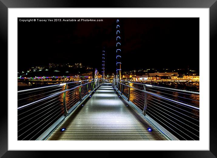 Torquay Harbour Footbridge Framed Mounted Print by Tracey Yeo