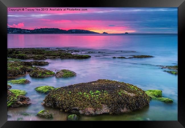 Sunrise over Torquay. Framed Print by Tracey Yeo