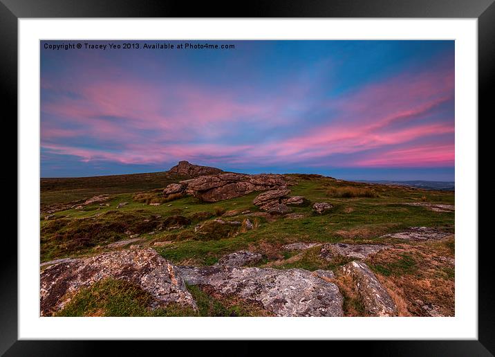 Haytor From Saddle Tor At Sunset. Framed Mounted Print by Tracey Yeo