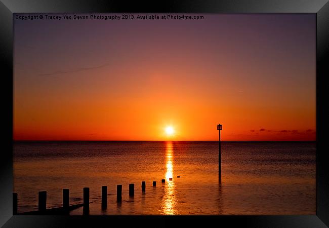 Teignmouth Beach Sunrise Framed Print by Tracey Yeo