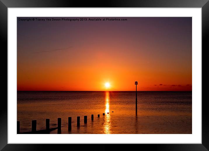 Teignmouth Beach Sunrise Framed Mounted Print by Tracey Yeo