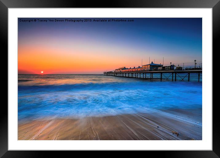Paignton Beach Sunrising. Framed Mounted Print by Tracey Yeo