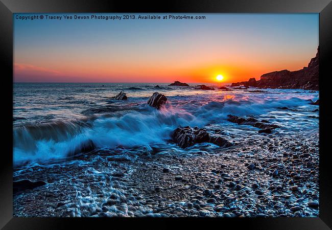 Breakers At Sunset Framed Print by Tracey Yeo