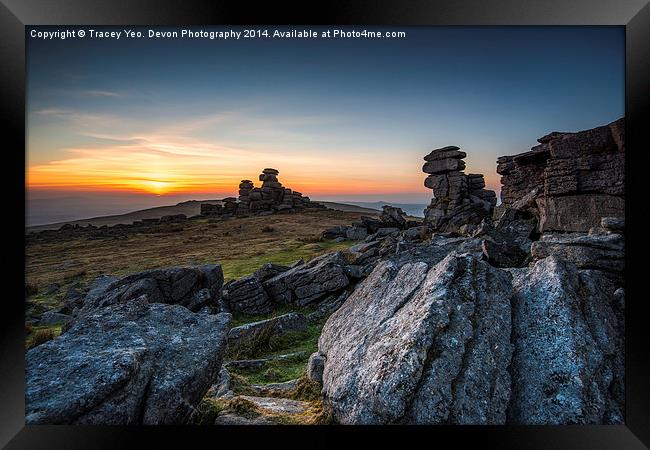 Staple Tor Sunset Framed Print by Tracey Yeo