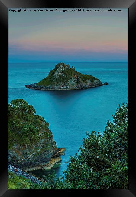  Thatcher Rock at Sunset. Framed Print by Tracey Yeo