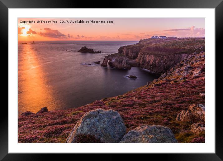 Lands End Sunset Framed Mounted Print by Tracey Yeo